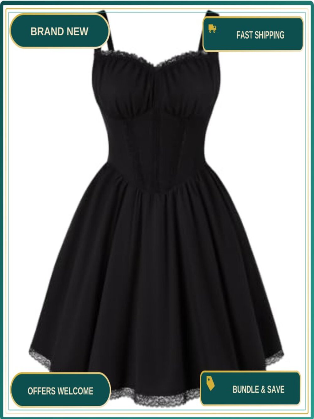 Lace Corset Mini Dress with Pockets Women Teens Grad Outfit Goth